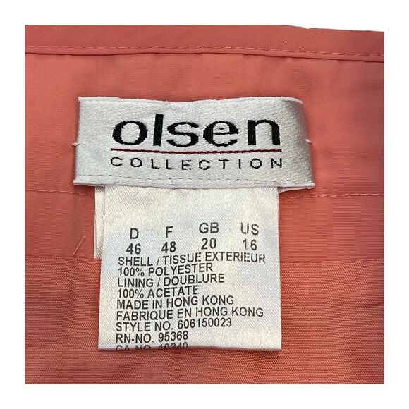Olsen Long A-Line Skirt Women's 16 Orange 100% Polyester Classic Side Zipper - Picture 2 of 7